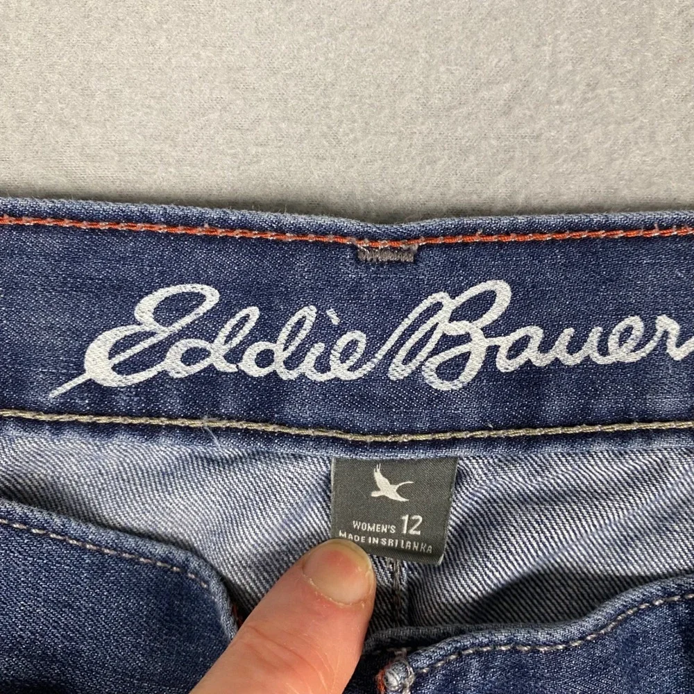 Eddie Bauer Specially Dyed Womens Boyfriend Jeans Slim‎ Leg Medium Wash Size 12